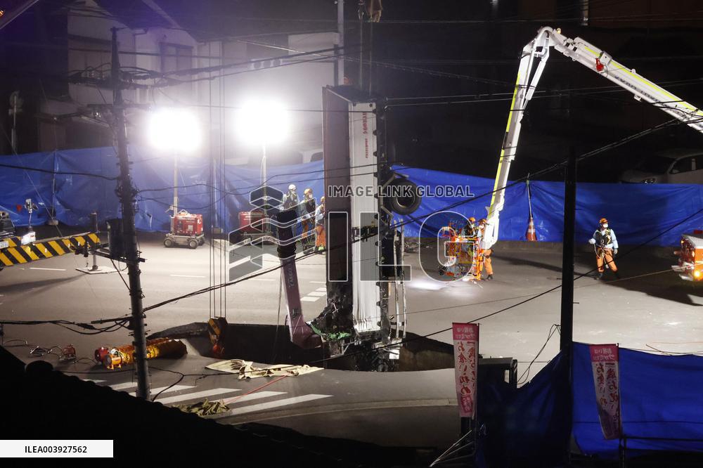 Rescue operation at sinkhole in eastern Japan