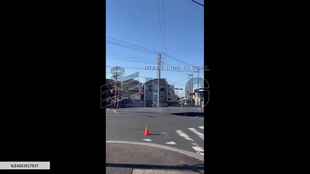 Japan: Truck Falls Into Large Sinkhole After Road Collapse In Saitama