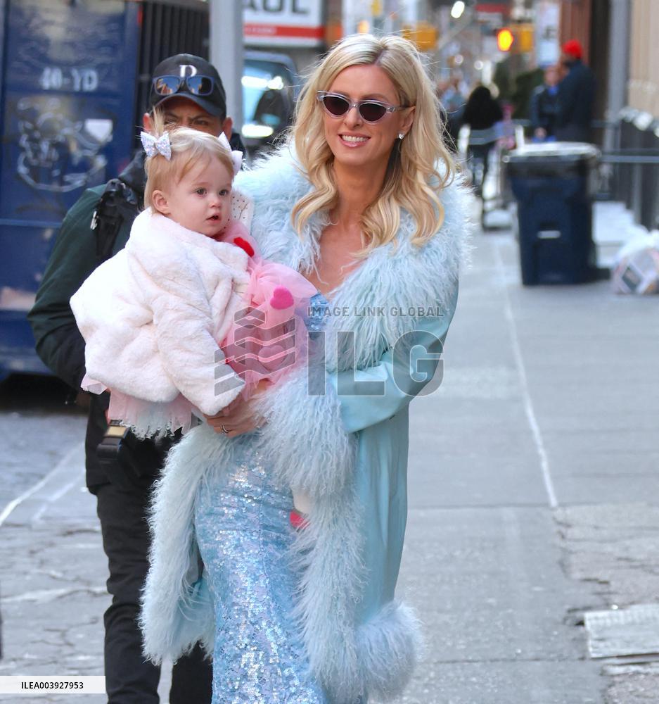 Paris And Nicky Hilton With Their Children At Museum Of Ice Cream - NYC