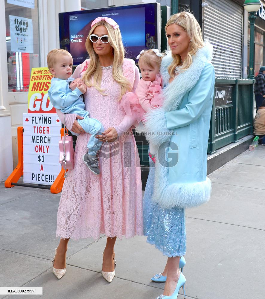 Paris And Nicky Hilton With Their Children At Museum Of Ice Cream - NYC