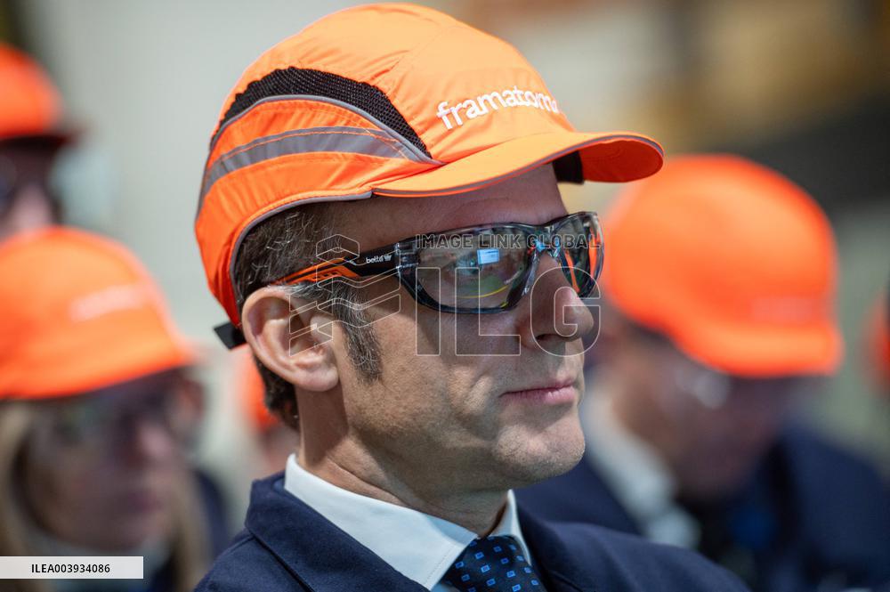 President Macron Visits To Framatome Nuclear Maintenance Workshop - Maubeuge