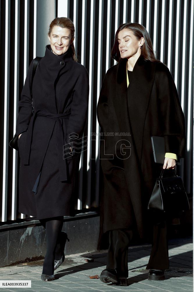 Queen Letizia During A Working Meeting - Madrid