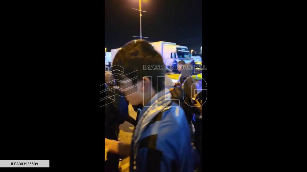 UK: Kiosk Outside Etihad Stadium Catches Fire Ahead Of Champions League Game