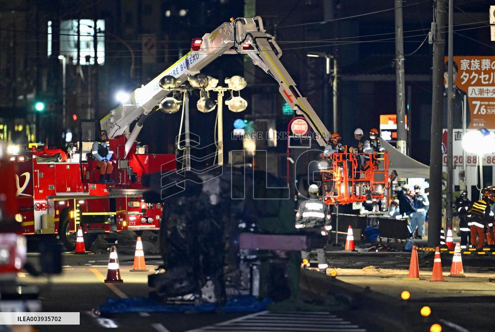 Sinkhole at intersection near Tokyo