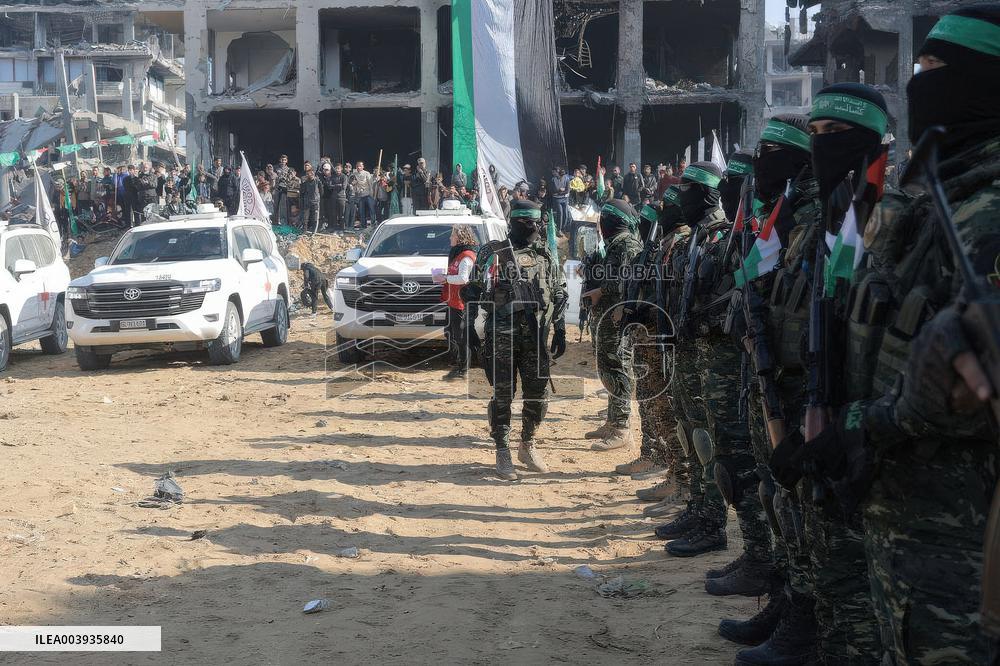 Hamas Images of Hostage Release Ceremony - Gaza