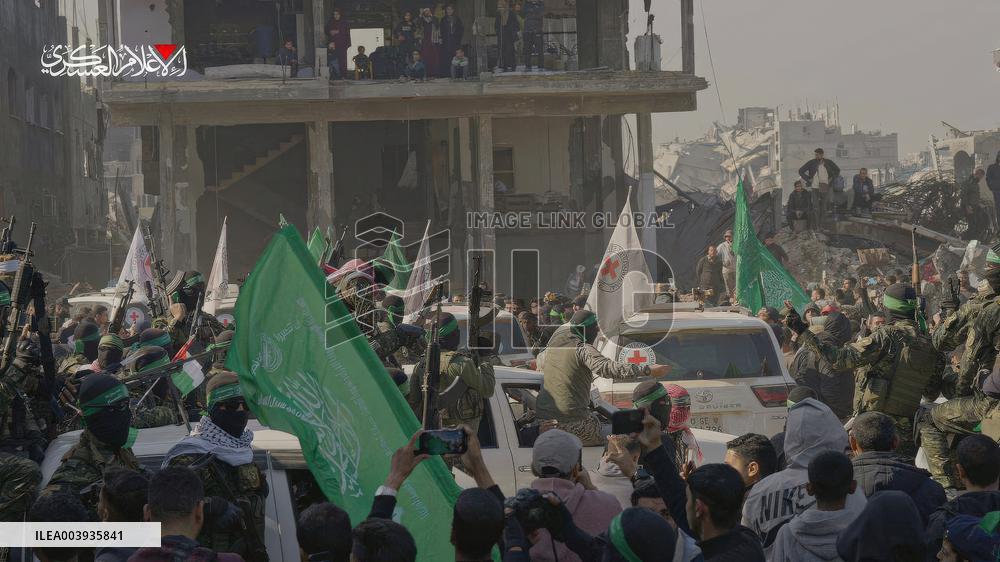 Hamas Images of Hostage Release Ceremony - Gaza