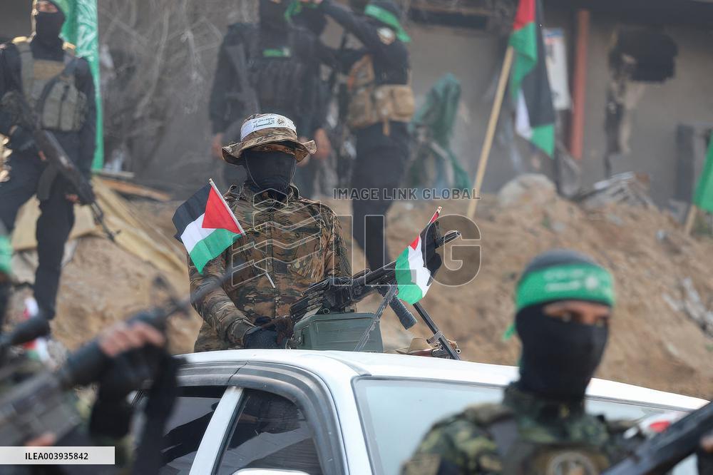 Hamas Images of Hostage Release Ceremony - Gaza
