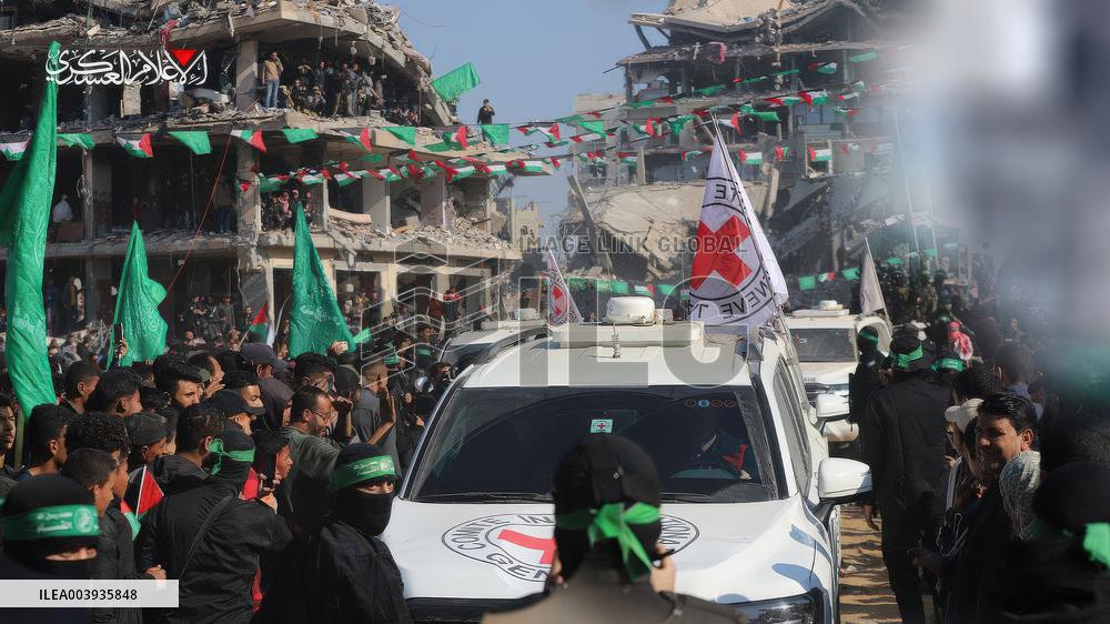 Hamas Images of Hostage Release Ceremony - Gaza