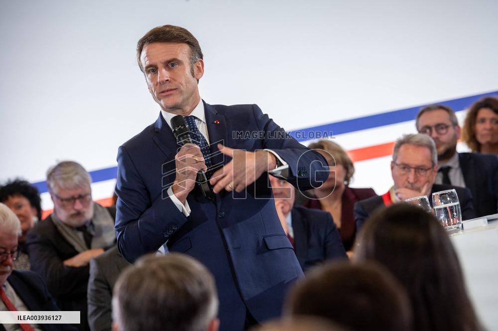 President Macron At The Cultural Pole - Aulnoye-Aymeries