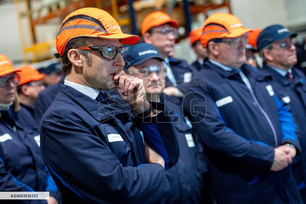 President Macron Visits To Framatome Nuclear Maintenance Workshop - Maubeuge