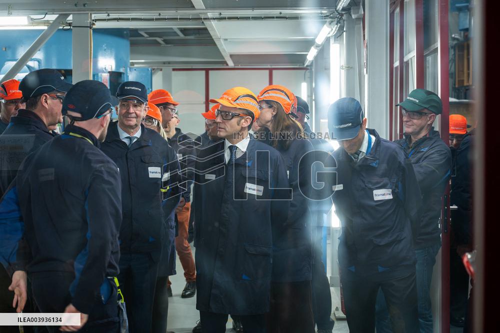 President Macron Visits To Framatome Nuclear Maintenance Workshop - Maubeuge