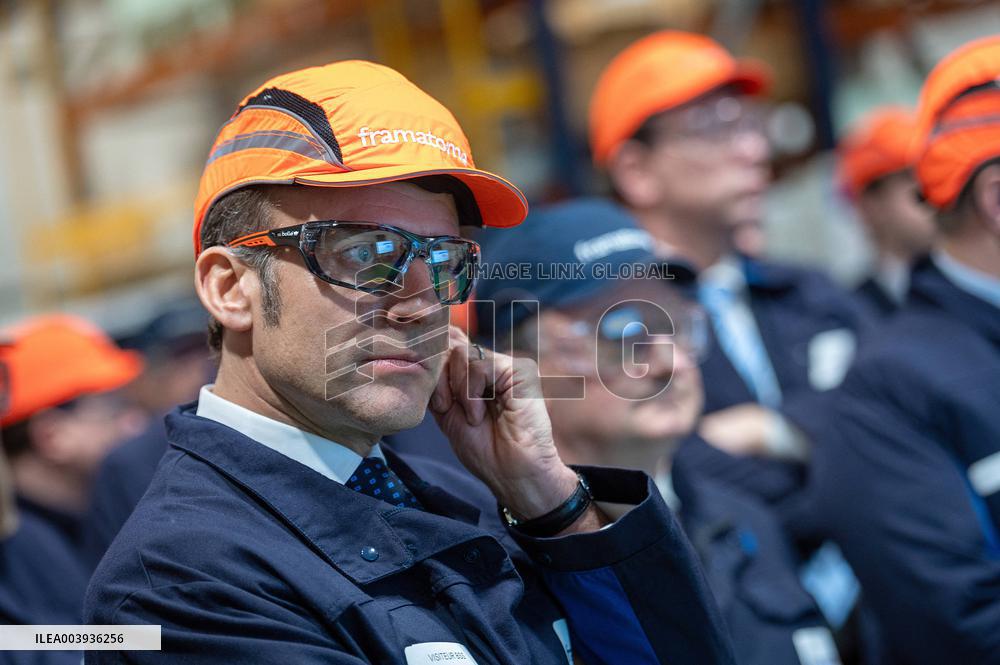 President Macron Visits To Framatome Nuclear Maintenance Workshop - Maubeuge