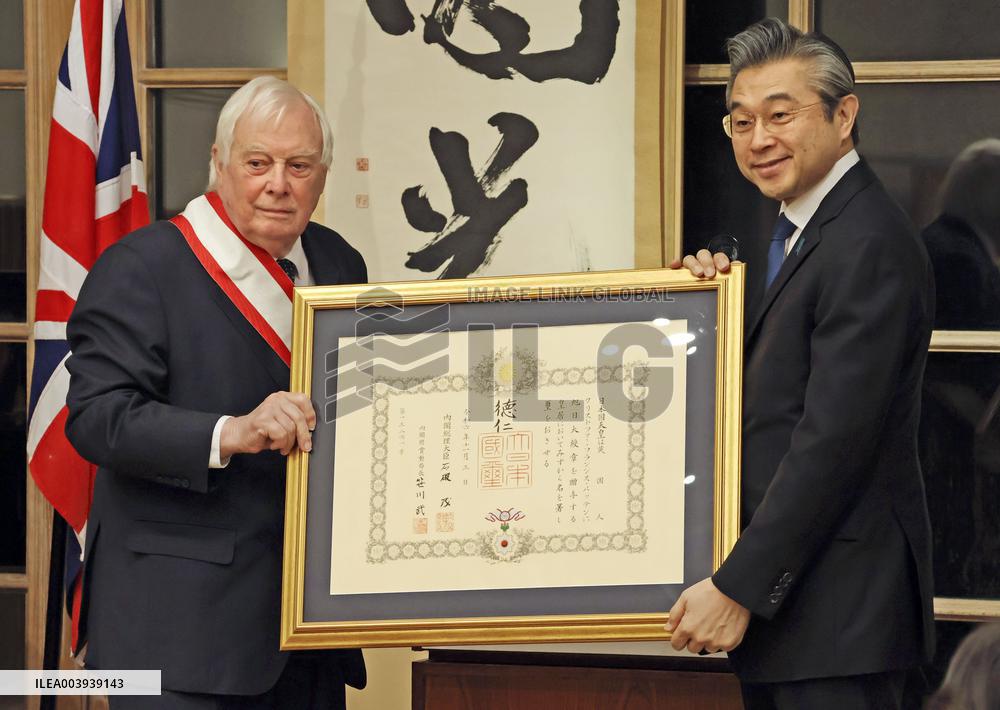 Last Hong Kong colonial governor receives Japanese decoration