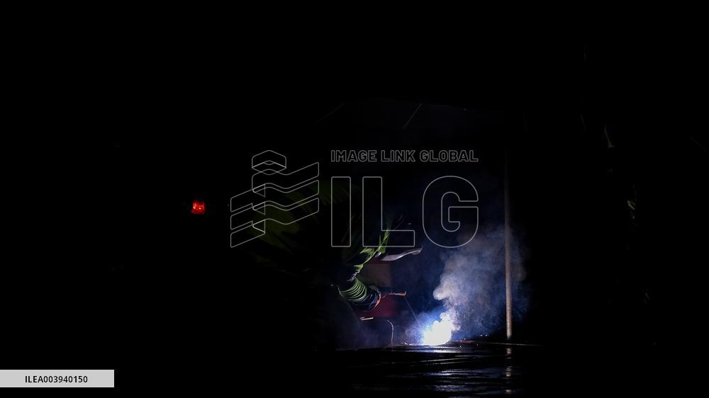 Late-Night Tramway Repairs In Historical Center - Gent