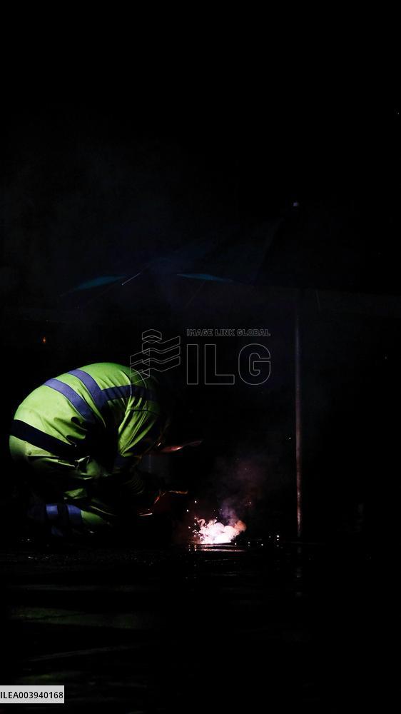 Late-Night Tramway Repairs In Historical Center - Gent