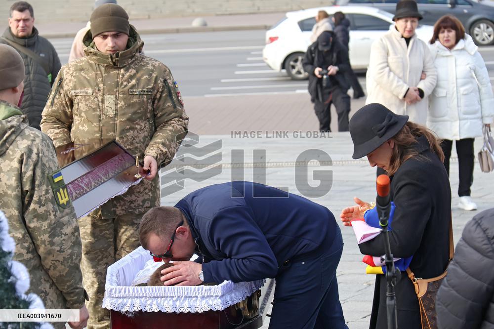 Memorial ceremony for Polish military volunteer Filip Antosiak in Kyiv