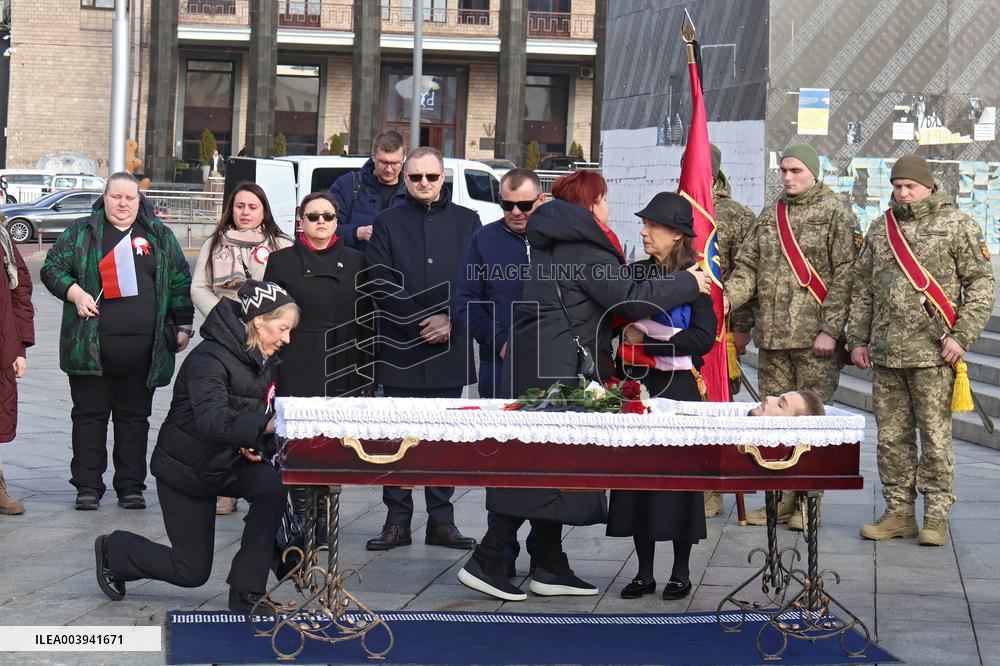 Memorial ceremony for Polish military volunteer Filip Antosiak in Kyiv