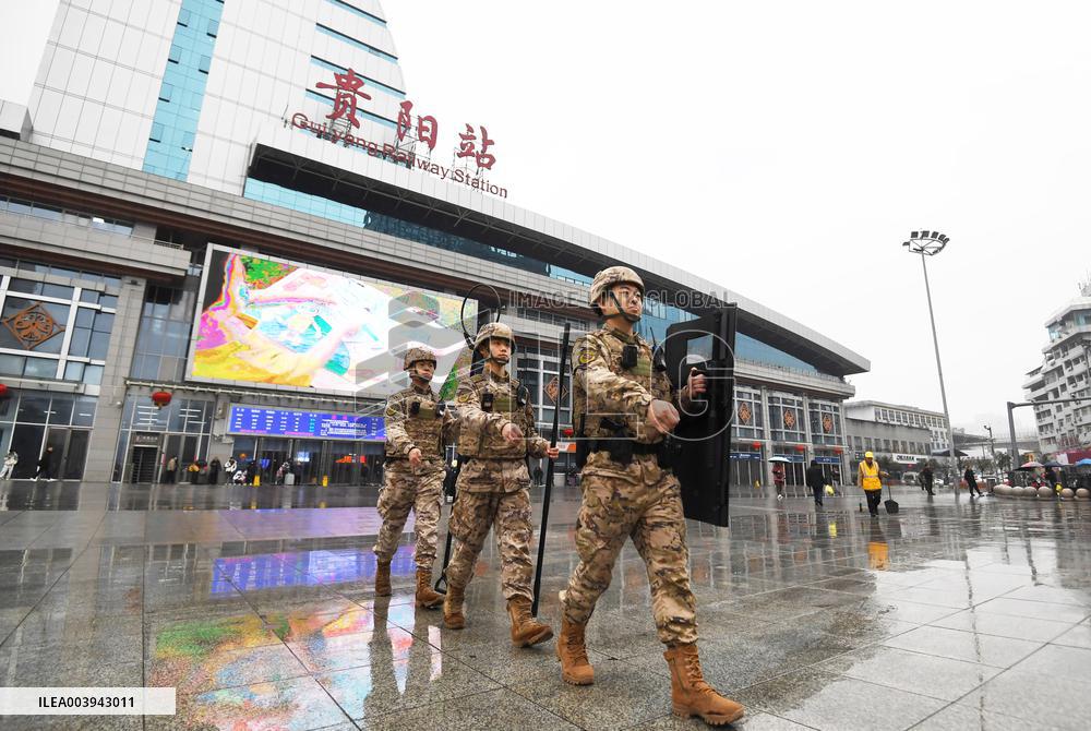 Police Patrol During Spring Festival Holiday in Guiyang