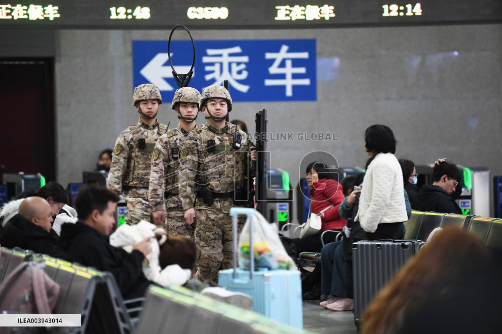 Police Patrol During Spring Festival Holiday in Guiyang