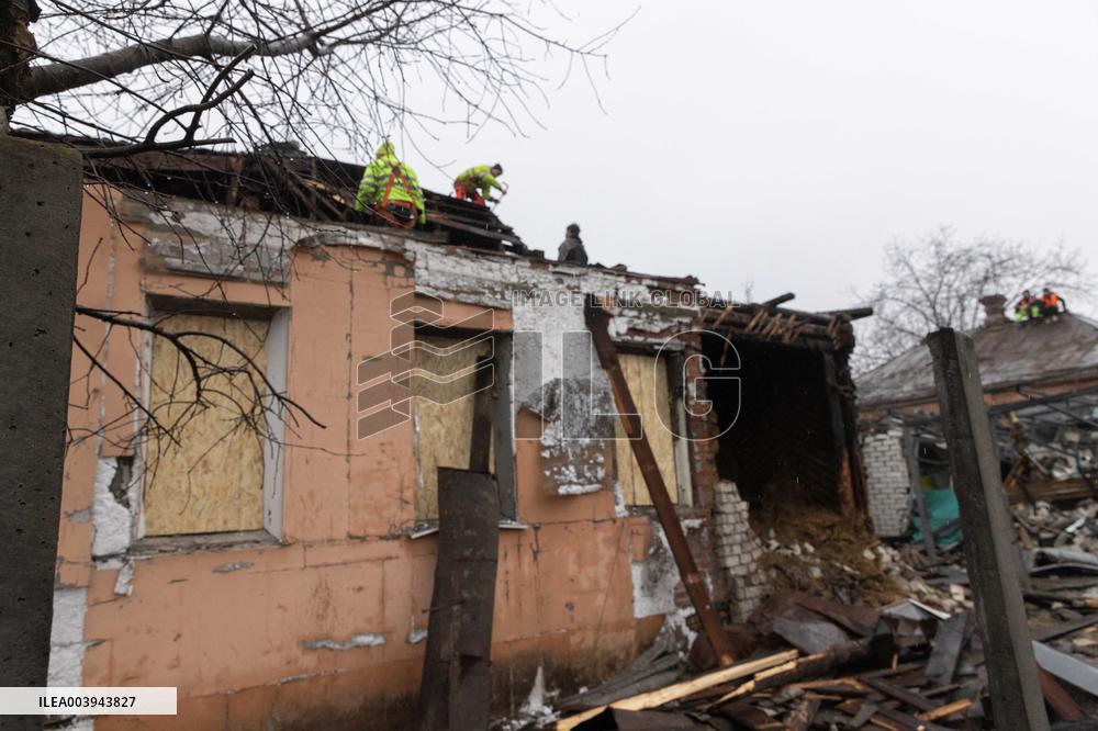 Aftermath Of Russian Drone Strike - Kharkiv