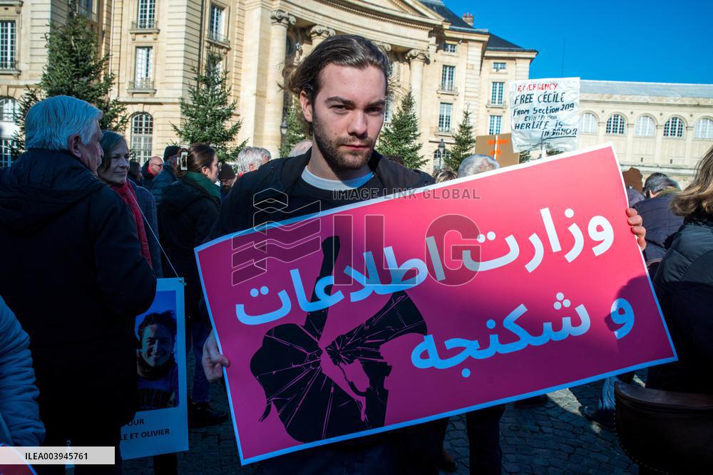 Rally in support of three French Citizen imprisoned in Iran - Paris