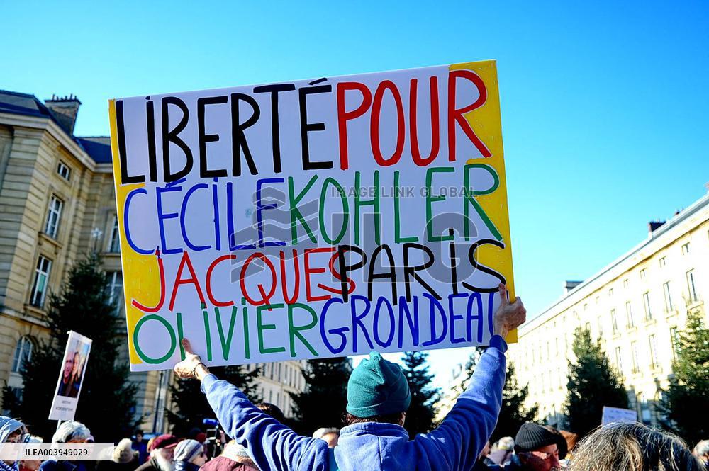 Rally In Support Of Three French Citizen imprisoned In Iran - Paris