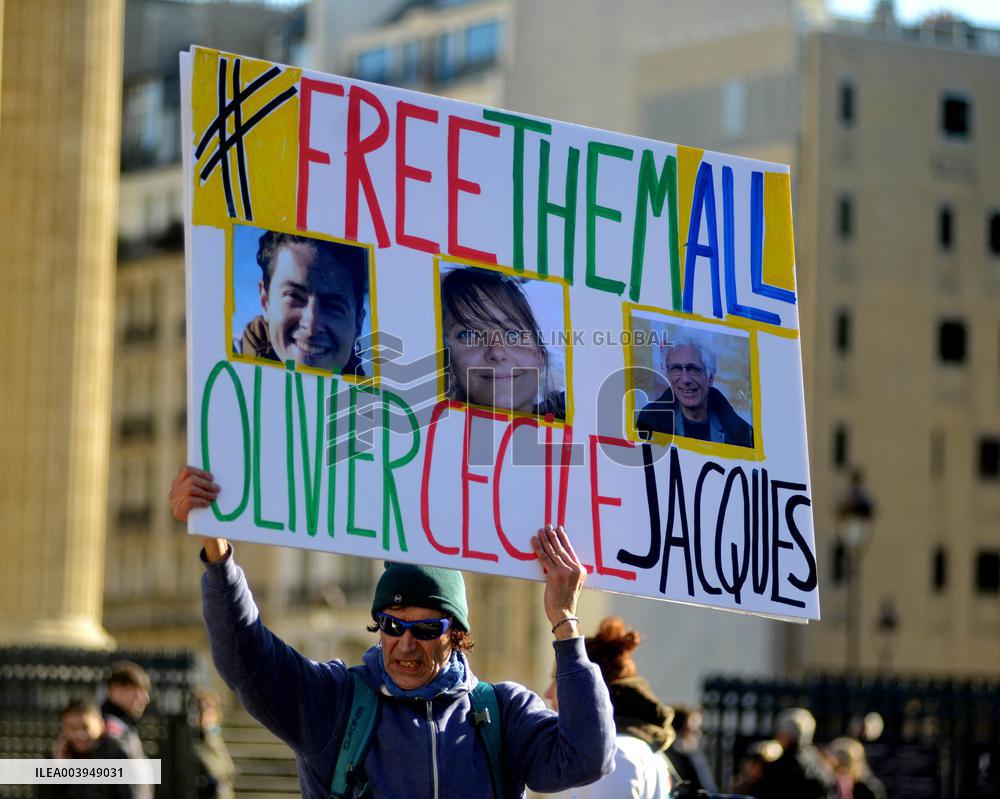 Rally In Support Of Three French Citizen imprisoned In Iran - Paris