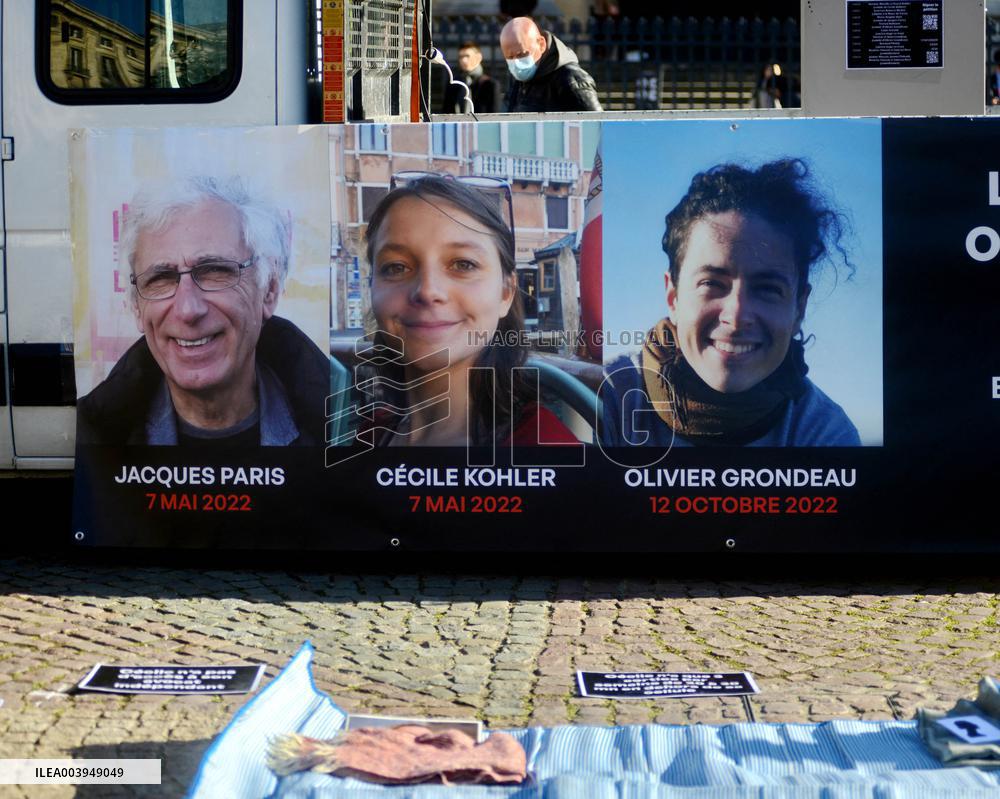 Rally In Support Of Three French Citizen imprisoned In Iran - Paris