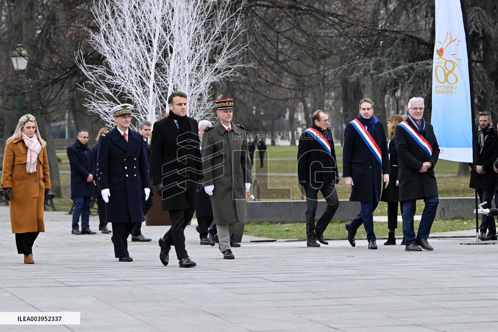 Emmanuel Macron presides the ceremony marking the 80th anniversary of the liberation of Colmar
