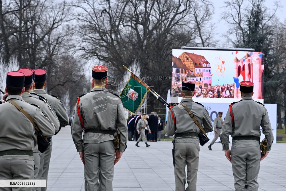 Emmanuel Macron presides the ceremony marking the 80th anniversary of the liberation of Colmar