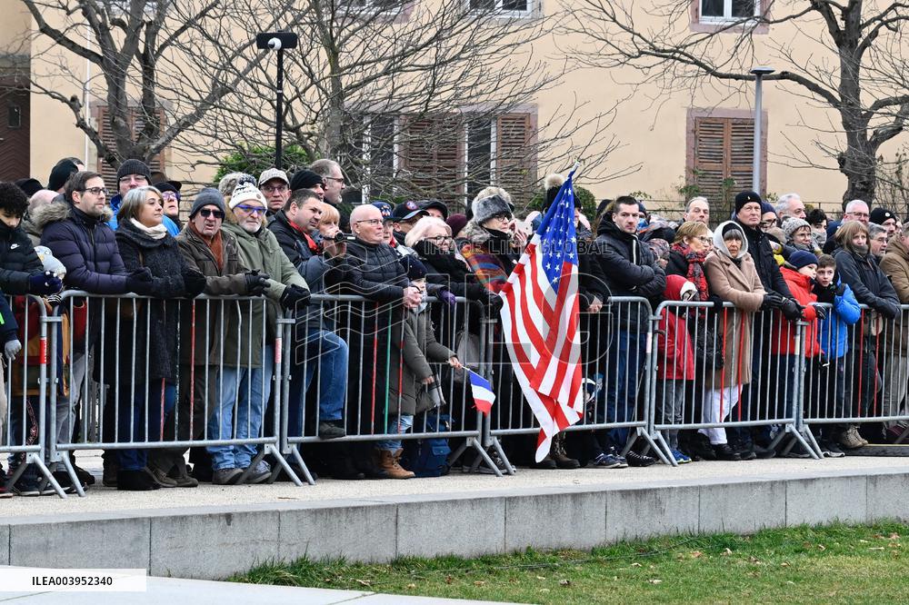 Emmanuel Macron presides the ceremony marking the 80th anniversary of the liberation of Colmar