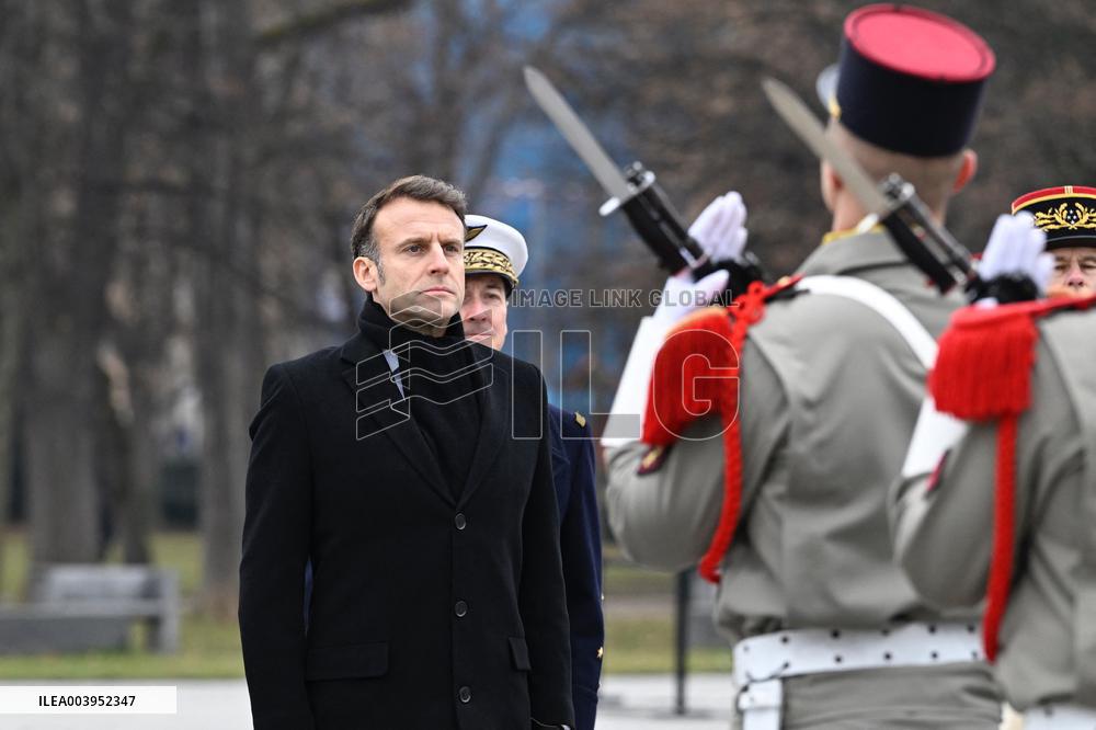 Emmanuel Macron presides the ceremony marking the 80th anniversary of the liberation of Colmar