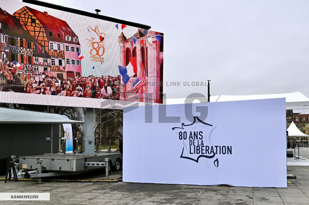 Emmanuel Macron presides the ceremony marking the 80th anniversary of the liberation of Colmar