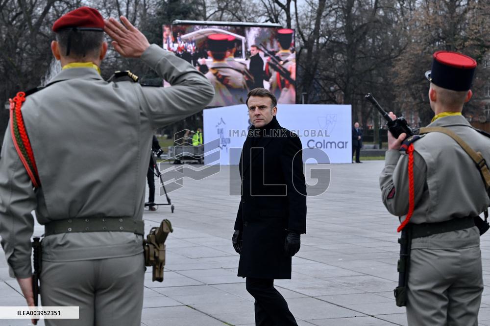 Emmanuel Macron presides the ceremony marking the 80th anniversary of the liberation of Colmar
