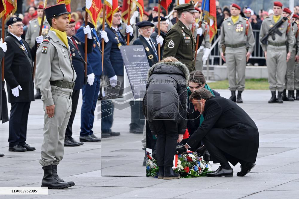 Emmanuel Macron presides the ceremony marking the 80th anniversary of the liberation of Colmar