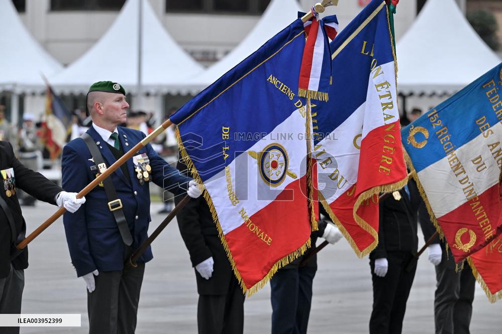 Emmanuel Macron presides the ceremony marking the 80th anniversary of the liberation of Colmar