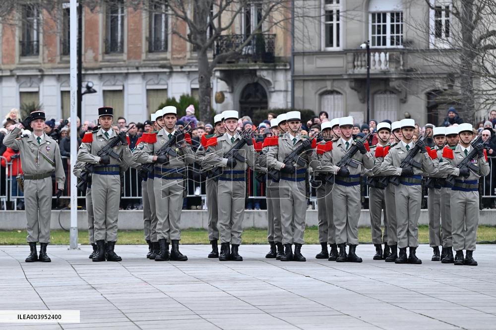 Emmanuel Macron presides the ceremony marking the 80th anniversary of the liberation of Colmar