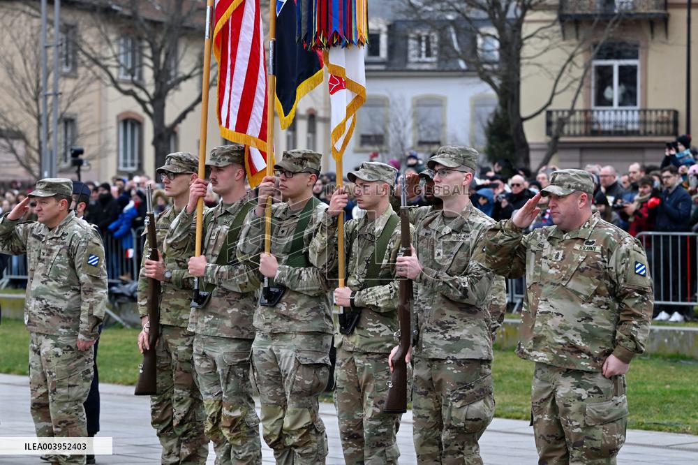 Emmanuel Macron presides the ceremony marking the 80th anniversary of the liberation of Colmar