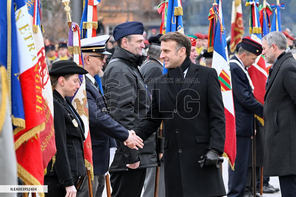 Emmanuel Macron presides the ceremony marking the 80th anniversary of the liberation of Colmar