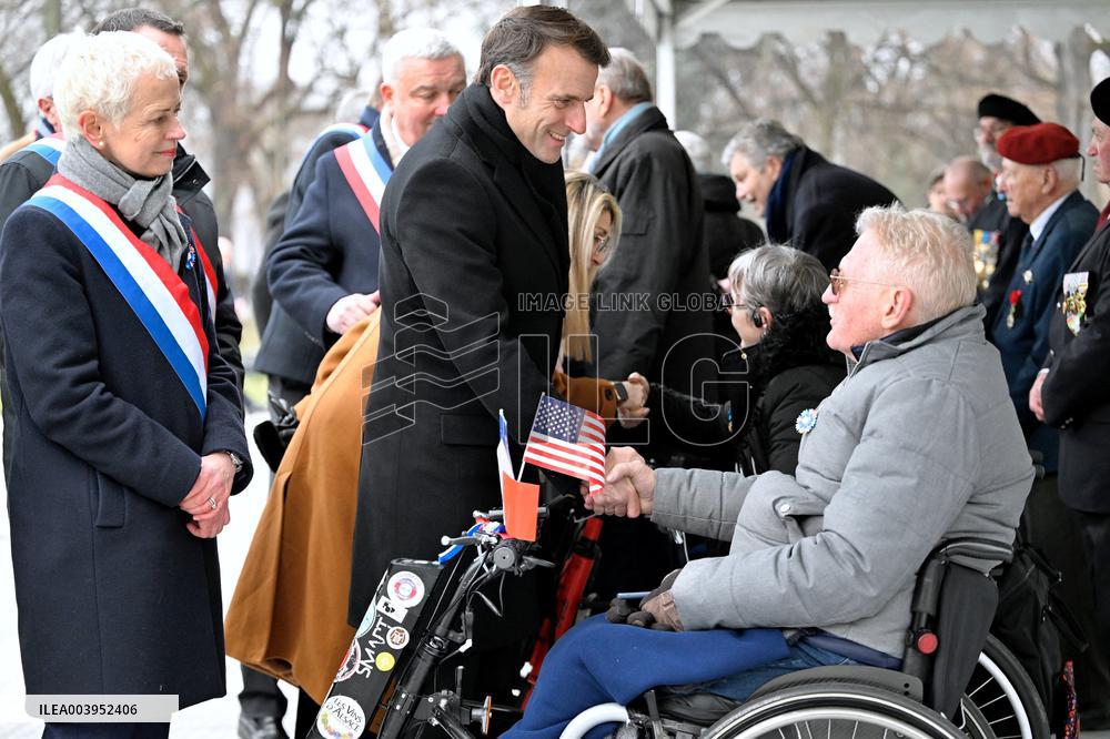 Emmanuel Macron presides the ceremony marking the 80th anniversary of the liberation of Colmar