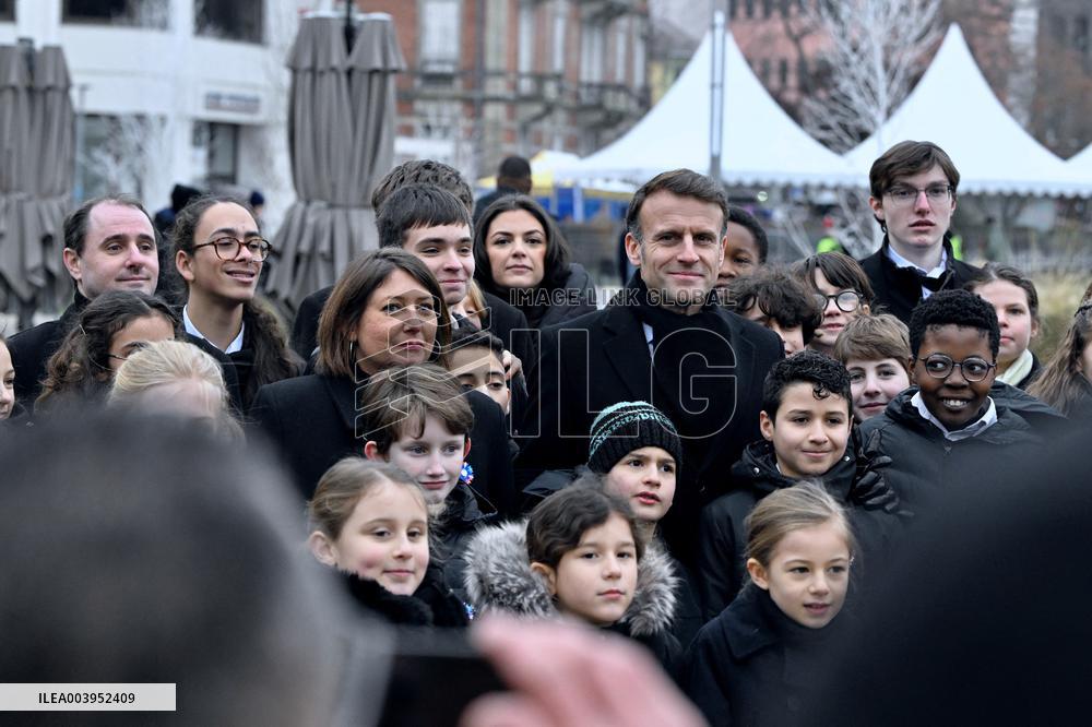 Emmanuel Macron presides the ceremony marking the 80th anniversary of the liberation of Colmar