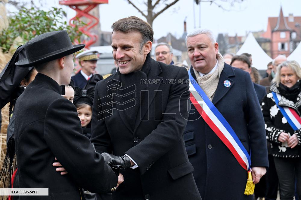 Emmanuel Macron presides the ceremony marking the 80th anniversary of the liberation of Colmar