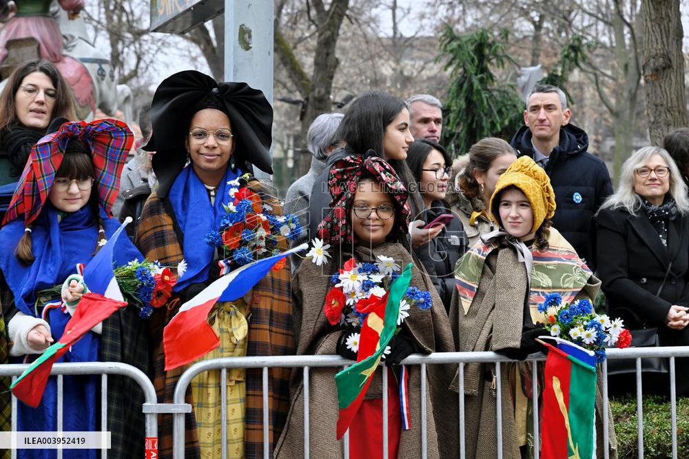 Emmanuel Macron presides the ceremony marking the 80th anniversary of the liberation of Colmar