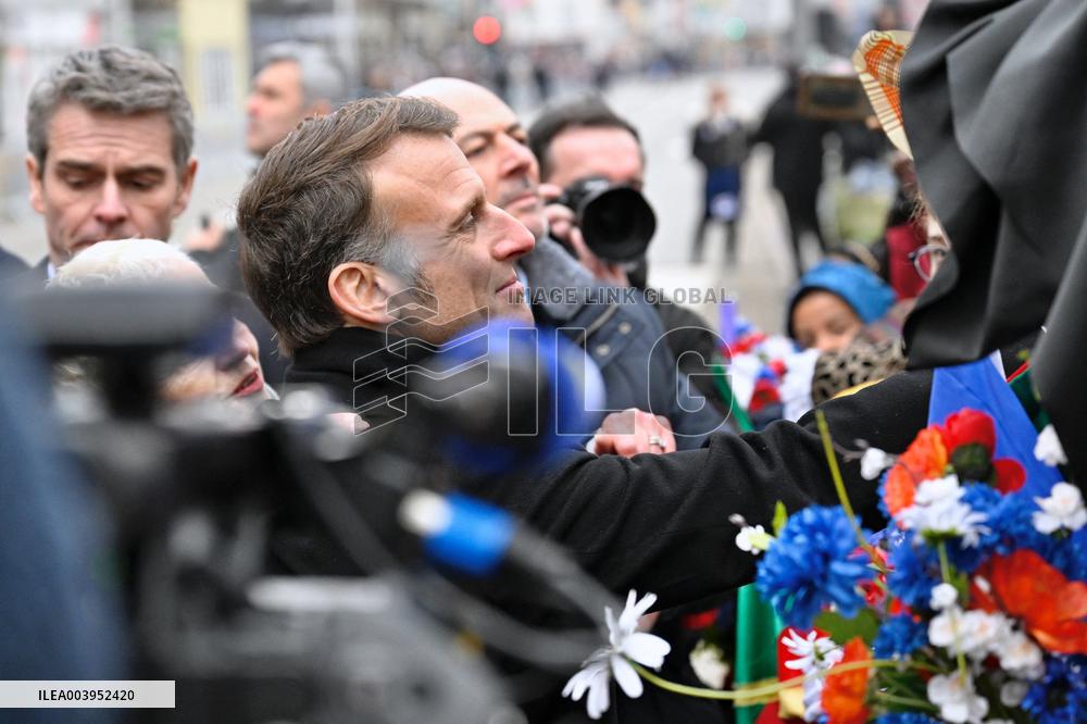 Emmanuel Macron presides the ceremony marking the 80th anniversary of the liberation of Colmar