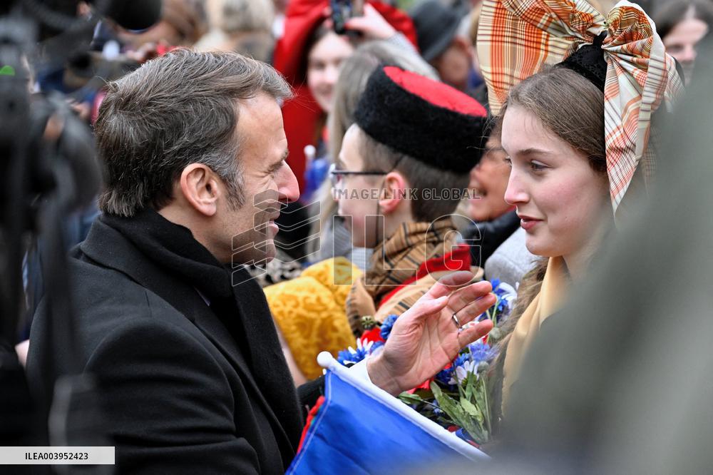 Emmanuel Macron presides the ceremony marking the 80th anniversary of the liberation of Colmar