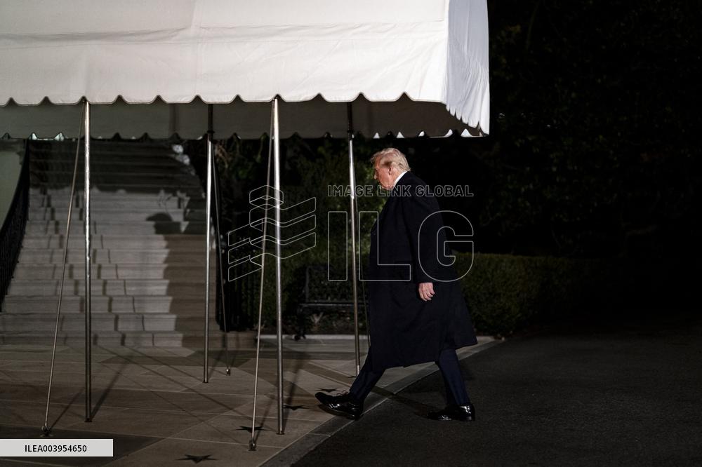 President Trump Walks On The South Lawn Of The White House - DC