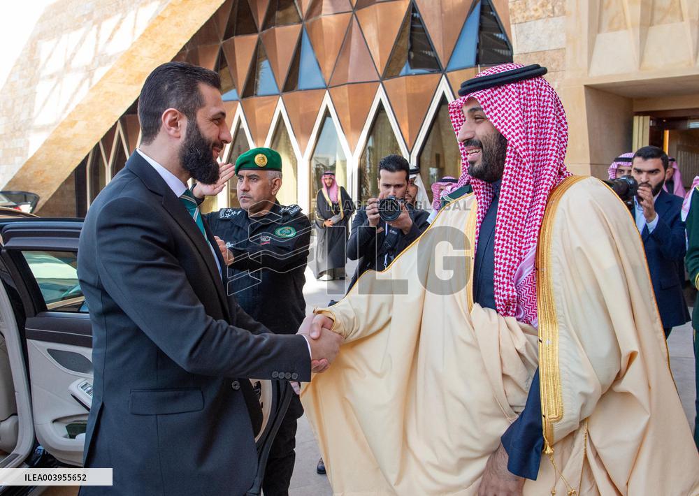 MBS Meets With Syria's Interim President Al-Shara - Riyadh