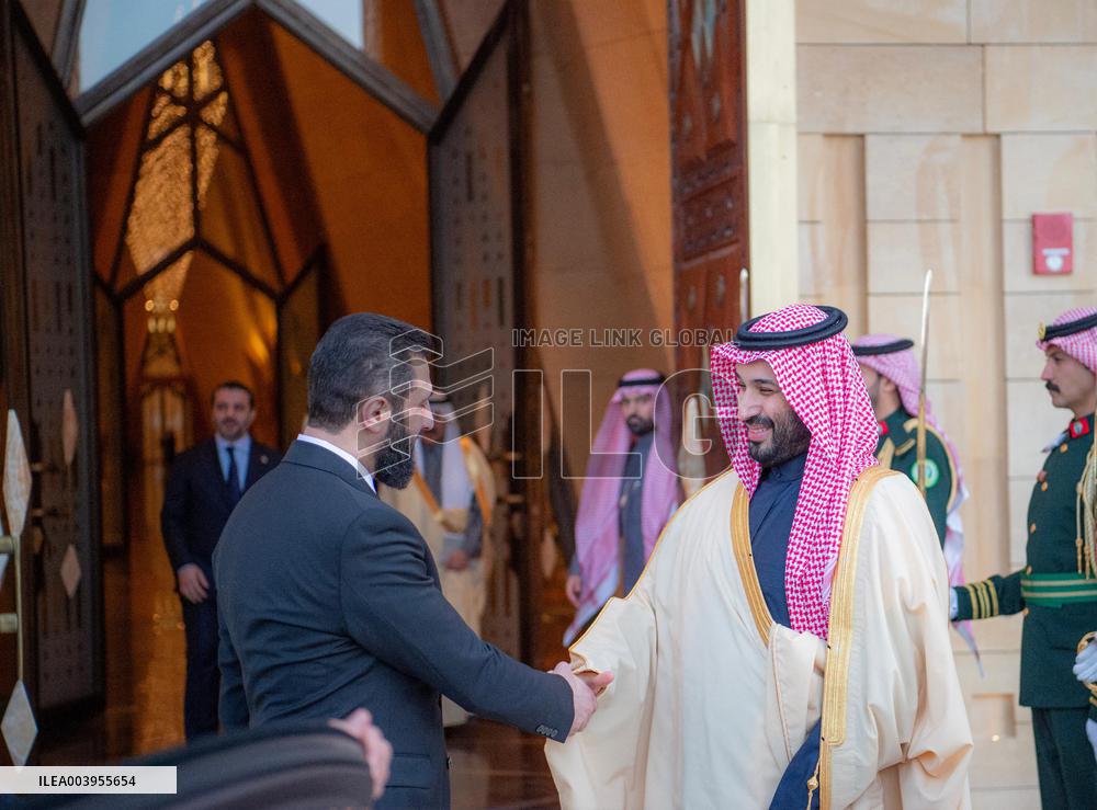 MBS Meets With Syria's Interim President Al-Shara - Riyadh