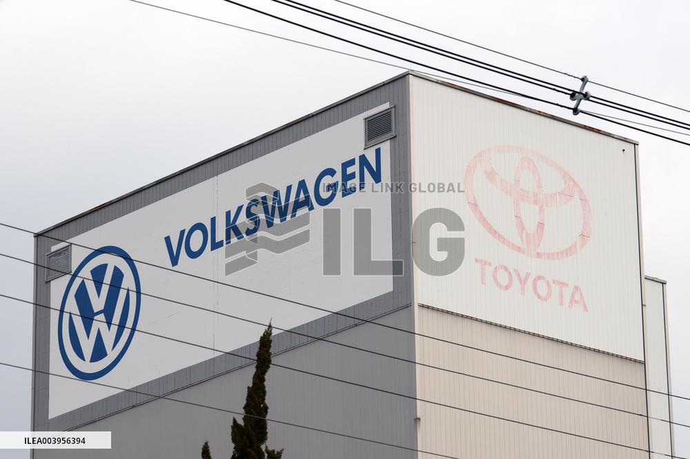 Toyota Motor Corporation and Volkswagen signage and logos