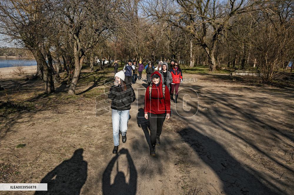 Litter picking on Khortytsia Island in Zaporizhzhia